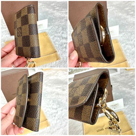 Louis Vuitton Damier Ebene Key holder Fob holder keychain or cufflinks case NICE - Picture 6 of 16